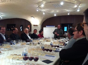 Table of Vins Clairs tasters at Champagne Nicolas Feuillatte