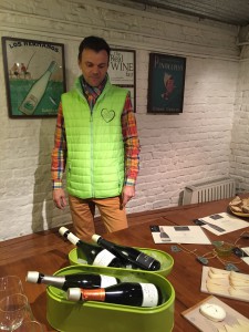 Marc Augustin at Dvine Cellars introducing his bioenergetic Champagnes to UK press